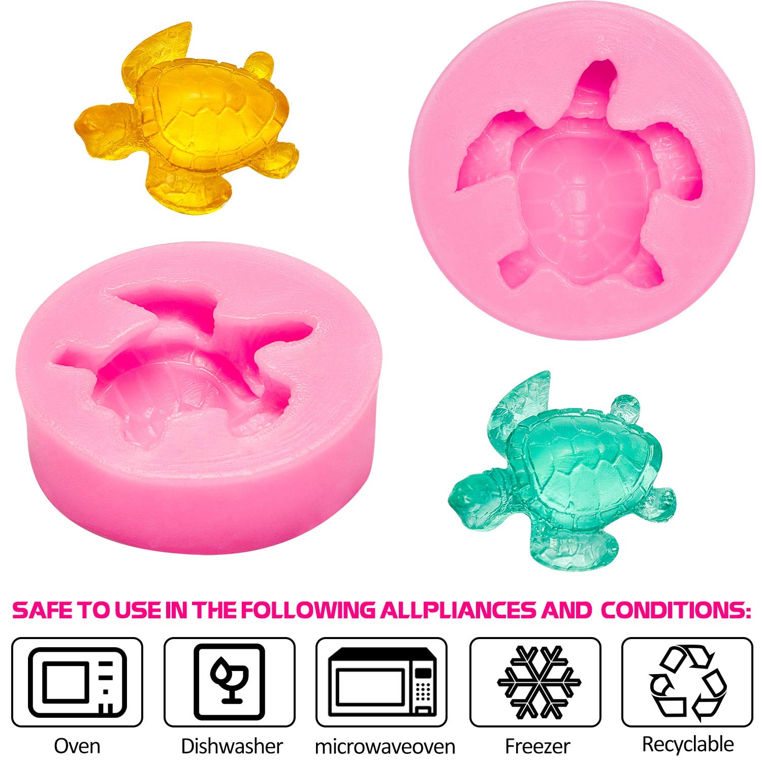 2 Pieces Sea Turtle Silicone Mold Turtle Candy Fondant Mold Tortoise Chocolate Making Mold For Diy Baking Cake Desserts Decorati